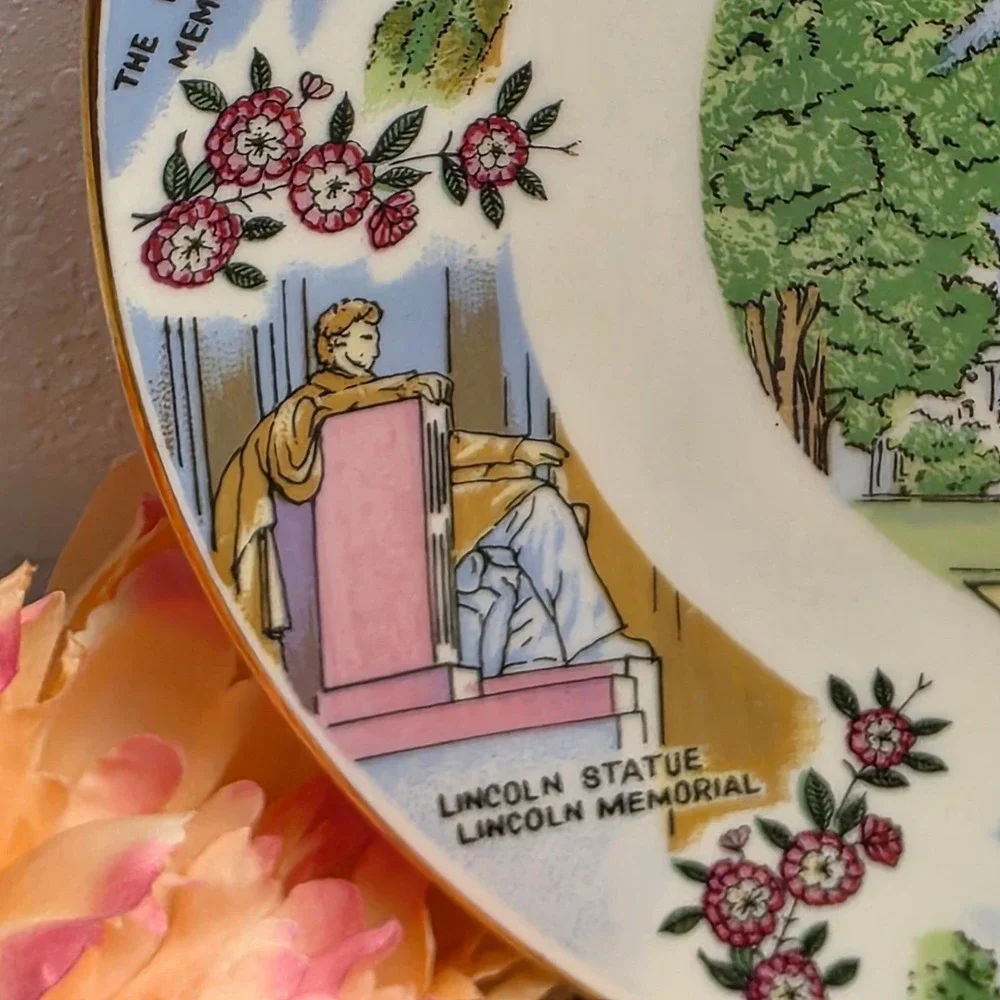 Vintage Washington DC Plate US Capitol Lincoln‎ Memorial White House Souvenir